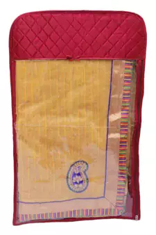 atorakushon   Satin Hanging Saree Cover Garments Wardrobe Organizer Pack of  12 (Maroon)