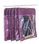 atorakushon   Satin Hanging Saree Cover Garments Wardrobe Organizer Pack of 6 (Purple)