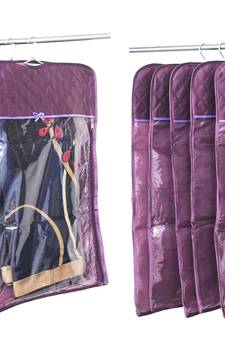 atorakushon   Satin Hanging Saree Cover Garments Wardrobe Organizer Pack of 12 (Purple)