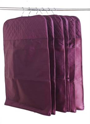 atorakushon   Satin Hanging Saree Cover Garments Wardrobe Organizer Pack of 12 (Purple) 2