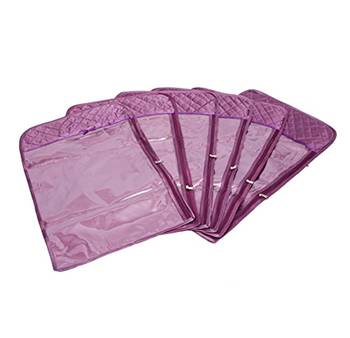 atorakushon   Satin Hanging Saree Cover Garments Wardrobe Organizer Pack of 12 (Purple) 5