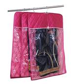 atorakushon   Satin Hanging Saree Cover Garments Wardrobe Organizer Pack of 3 (pink)