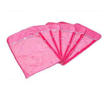 atorakushon   Satin Hanging Saree Cover Garments Wardrobe Organizer Pack of 3 (pink) 5