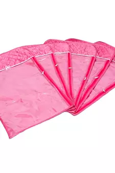 atorakushon   Satin Hanging Saree Cover Garments Wardrobe Organizer Pack of 3 (pink)