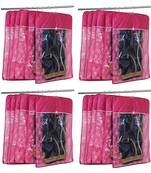 atorakushon   Satin Hanging Saree Cover Garments Wardrobe Organizer Pack of 24 (pink)