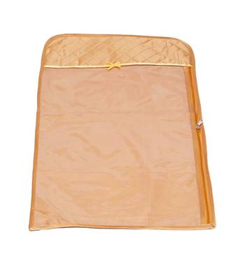 atorakushon   Satin Hanging Saree Cover Garments Wardrobe Organizer Pack of12(Golden) 4