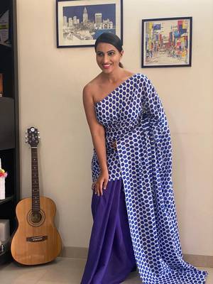 Blue Polka Cotton Hand Dyed Saree 2