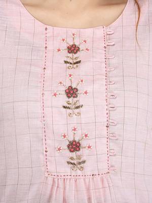 Pink hand woven rayon short-kurtis 5