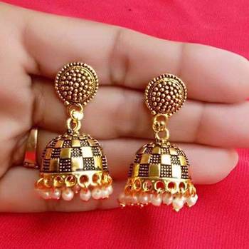 RozMili Oxidized Gold Plated Alloy metal Latest Designer Jhumki for Women & Girls 1