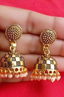 RozMili Oxidized Gold Plated Alloy metal Latest Designer Jhumki for Women & Girls