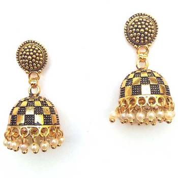 RozMili Oxidized Gold Plated Alloy metal Latest Designer Jhumki for Women & Girls 2