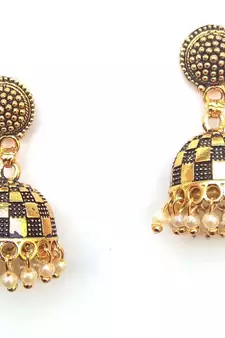 RozMili Oxidized Gold Plated Alloy metal Latest Designer Jhumki for Women & Girls