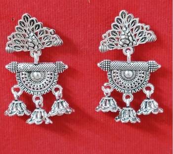 RozMili Oxidized silver plated metal small beautiful earrings for Girls 2