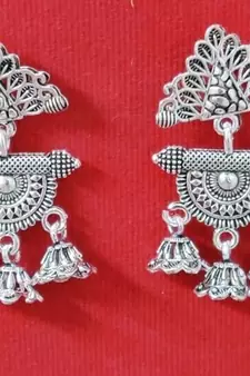 RozMili Oxidized silver plated metal small beautiful earrings for Girls