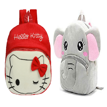 Lychee bags Velvet Kids School/Nursery/Picnic/Carry/Travelling Bag(hello kitty red And Elephant 1