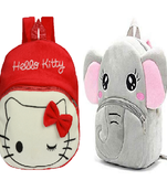 Lychee bags Velvet Kids School/Nursery/Picnic/Carry/Travelling Bag(hello kitty red And Elephant