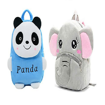 Lychee bags Velvet Kids School/Nursery/Picnic/Carry/Travelling Bag(Panda blue And Elephent) 1