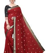 Red woven art silk saree with blouse