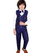 Blue plain silk cotton boys-suit