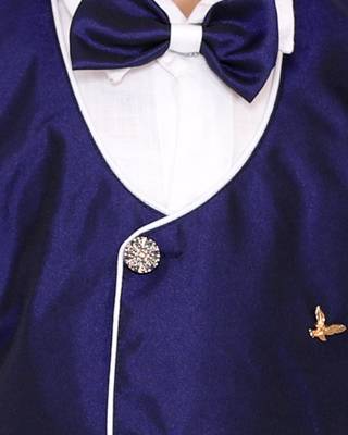 Blue plain silk cotton boys-suit 5