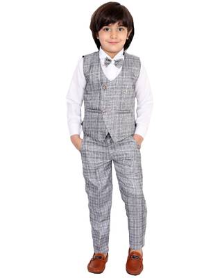 White plain silk cotton boys-suit 1