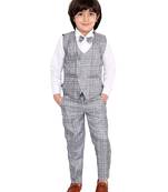 White plain silk cotton boys-suit