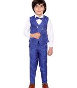 Blue plain silk cotton boys-suit