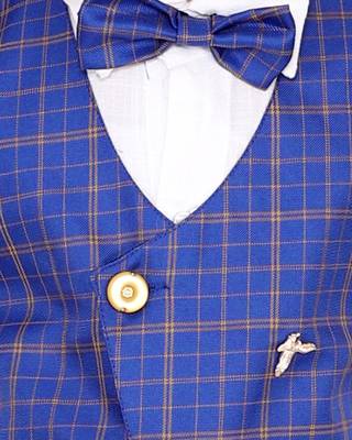 Blue plain silk cotton boys-suit 5
