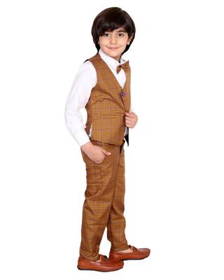 Yellow plain silk cotton boys-suit 2
