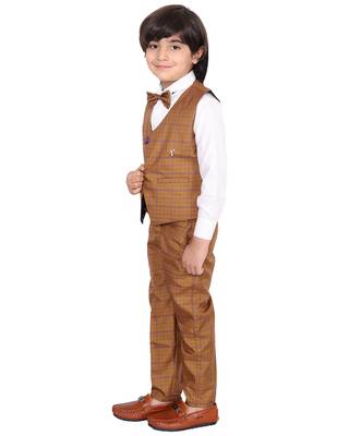 Yellow plain silk cotton boys-suit 3