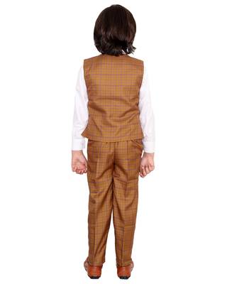 Yellow plain silk cotton boys-suit 4