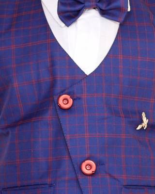 Blue plain silk cotton boys-suit 5