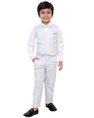 Grey plain silk cotton boys-suit 1