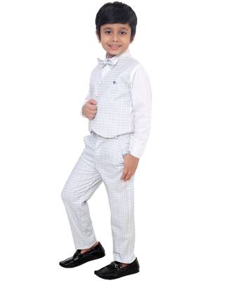 Grey plain silk cotton boys-suit 2