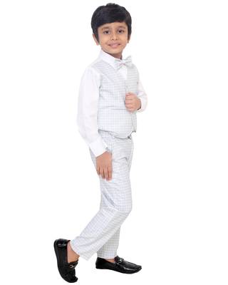 Grey plain silk cotton boys-suit 3