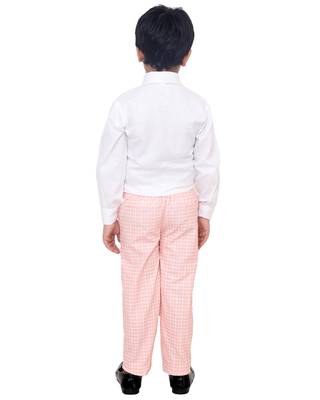 Pink plain silk cotton boys-suit 4