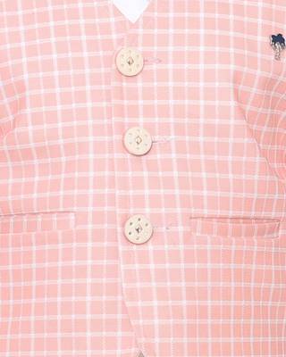 Pink plain silk cotton boys-suit 5