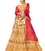 Beige embroidered Art Silk semi stitched lehenga