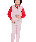 Red plain silk cotton boys-suit