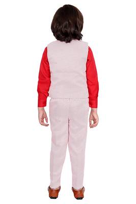 Red plain silk cotton boys-suit 4