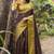 Brown plain raw silk saree with blouse