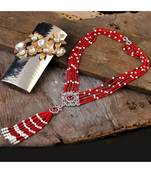 red stylish unique classy crystal pearl combination diamond pendant