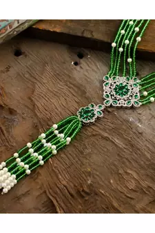 green  stylish unique classy crystal pearl combination diamond pendant