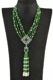 green  stylish unique classy crystal pearl combination diamond pendant