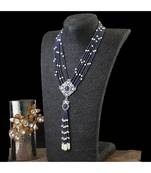 blue stylish unique classy crystal pearl combination diamond pendant