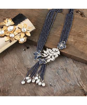 grey crystal beads classy designer unique diamond necklace 1