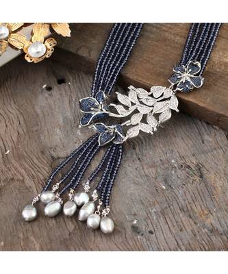 grey crystal beads classy designer unique diamond necklace 2
