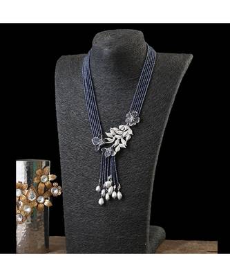 grey crystal beads classy designer unique diamond necklace 3