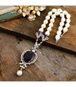 classy diamond pearl vintage look crstyal purple stylish necklace