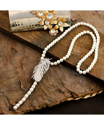 royal vintage look stylish white pearl diamond necklace 2
